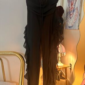 Elegant Black Ruffled Jumpsuit